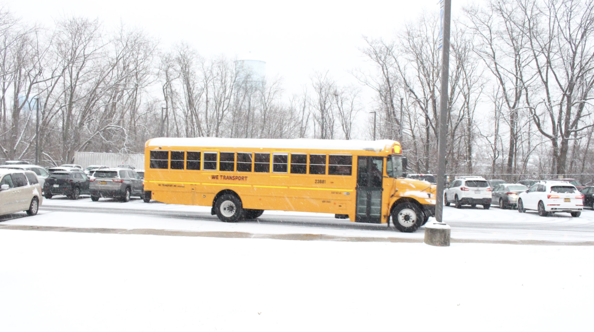 Snow covers the landscape of NHPMS during a mid-January storm, making it difficult for students to get from and to school.